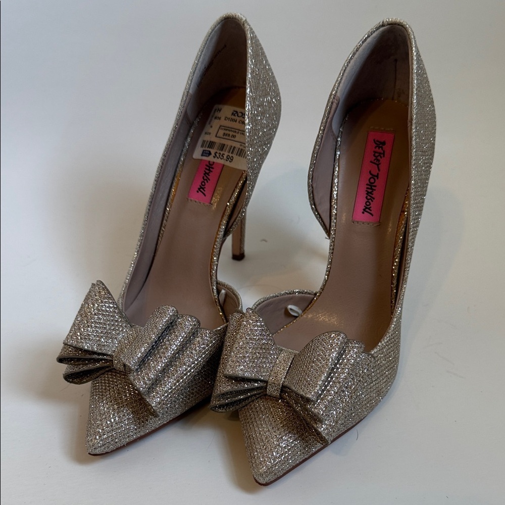 Betsey Johnson Champagne Glitter Heels
